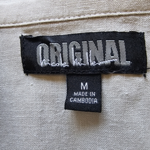 Nicole Miller Cream Linen Jacket with Classic Distressed Denim Style - Picture 2 of 16